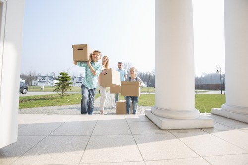 Moving van and home contents during a residential relocation