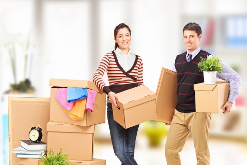 Professional moving team preparing boxes for a Crystalpalace relocation
